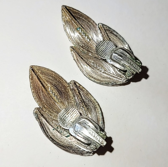 GERMANY SPUN SILVER WIRE BROOCH & EARRINGS PRE-1949 VINTAGE SET - Picture 7 of 10